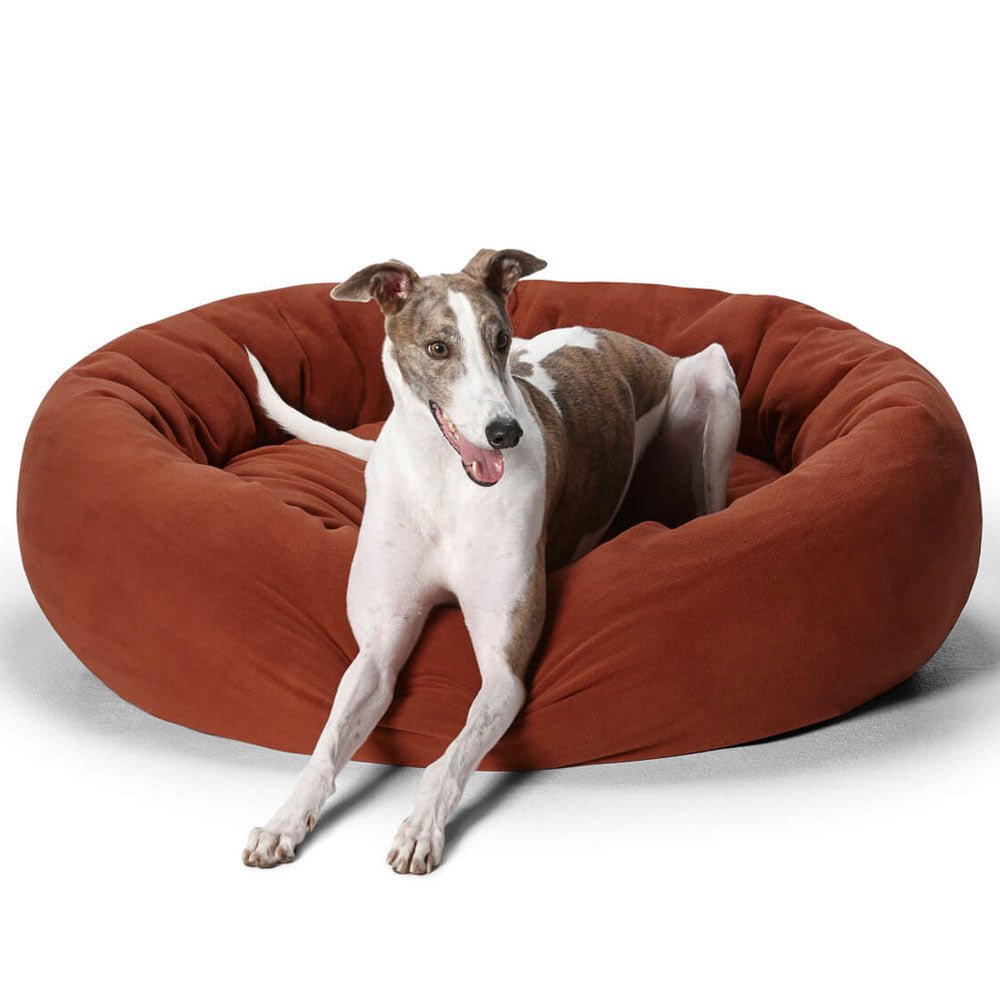 Self - Warming Polar Fleece Cuddler in Rust | Buy Direct at Snooza Dog Beds